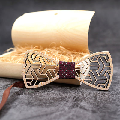 wooden bow tie white Maple Wood bowtie with pocket square Handkerchief Set cuff Links groom man