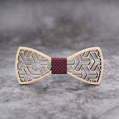 wooden bow tie white Maple Wood bowtie with pocket square Handkerchief Set cuff Links groom man