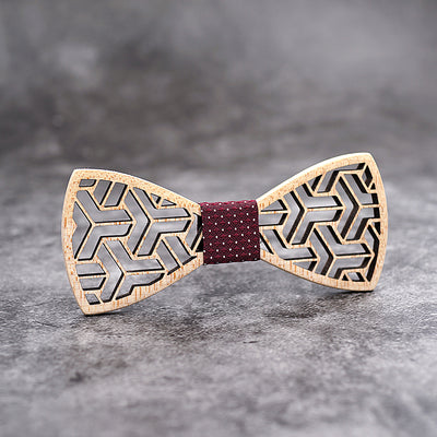 wooden bow tie white Maple Wood bowtie with pocket square Handkerchief Set cuff Links groom man