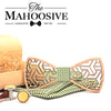 wooden bow tie white Maple Wood bowtie with pocket square Handkerchief Set cuff Links groom man