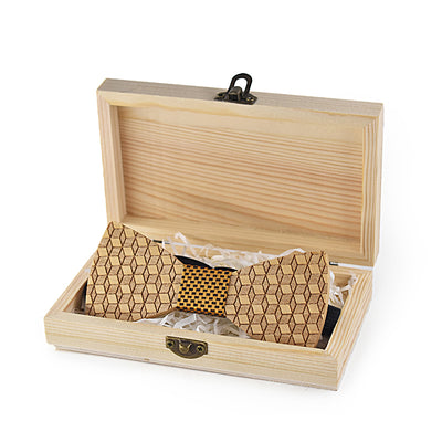 Wooden bow tie set With Wood boxes