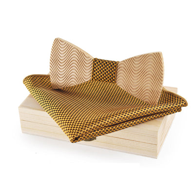 wooden bow tie wood box pocket square