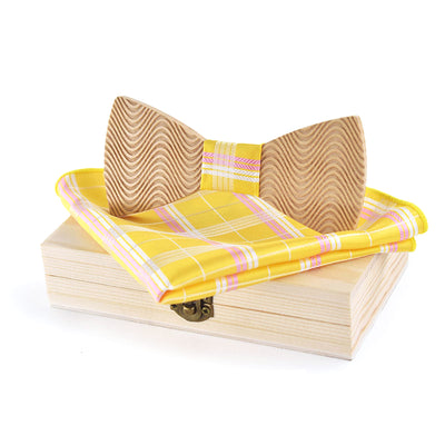 wooden bow tie wood box pocket square