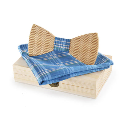 wooden bow tie wood box pocket square