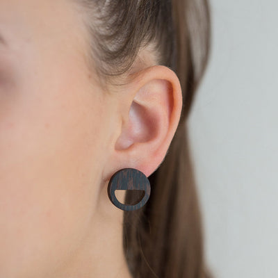 Wenge Wood Earring - Smile face