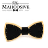 White Leather Wood bow tie Maple wood Punk style bowtie