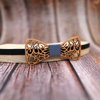 Wooden Bow Tie Set Cherry with Laser Out Out