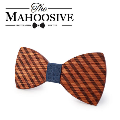 Striped Wooden bow ties