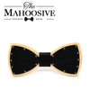 White Leather Wood bow tie Maple wood Punk style bowtie