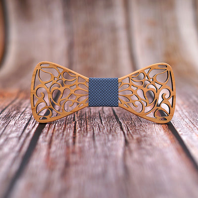 Wooden Bow Tie Set Cherry with Laser Out Out