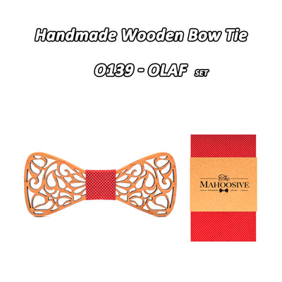 Wooden Bow Tie Set Cherry with Laser Out Out