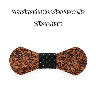 Wooden bow tie Euporean pattern