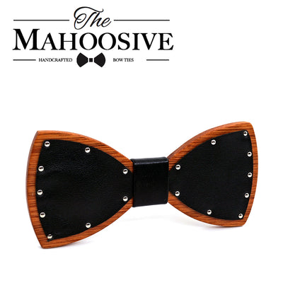 Leather bow tie with Wood bowties