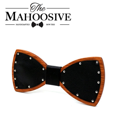 Leather bow tie with Wood bowties