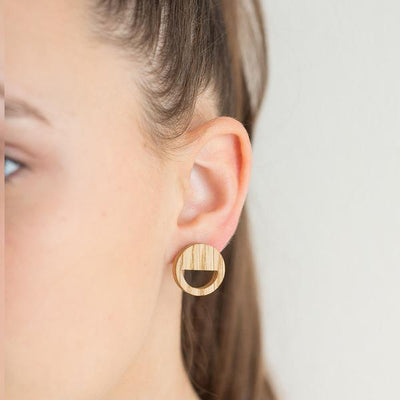 Zebra Wood Earring - Smile face
