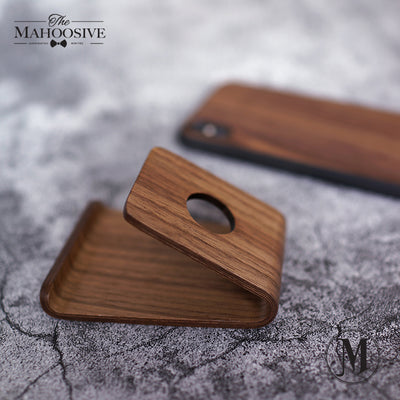 WOOD PHONE STAND WITH Curved Wood