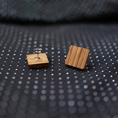 Zebra Wood Earring- square