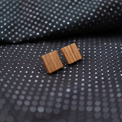 Zebra Wood Earring- square