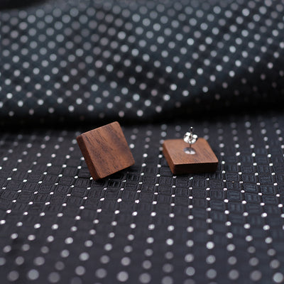 Walnut Wood Earring- square