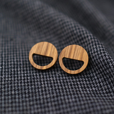 Zebra Wood Earring - Smile face