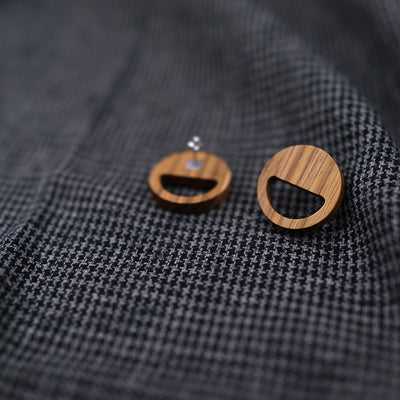 Zebra Wood Earring - Smile face