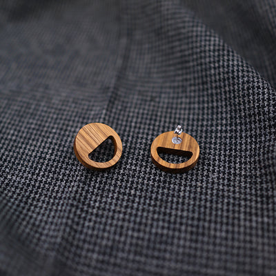 Zebra Wood Earring - Smile face