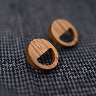 Zebra Wood Earring - Smile face