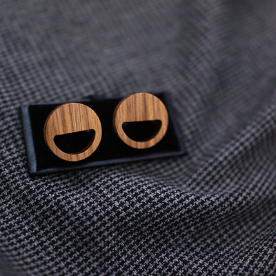 Zebra Wood Earring - Smile face