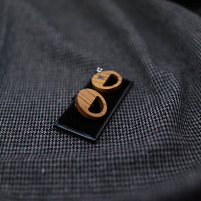 Zebra Wood Earring - Smile face