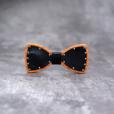Leather bow tie with Wood bowties