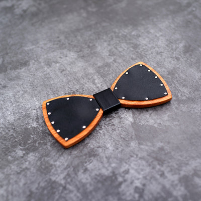 Leather bow tie with Wood bowties