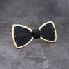 White Leather Wood bow tie Maple wood Punk style bowtie