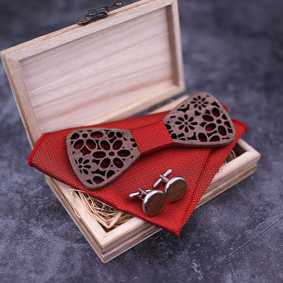 WOODEN BOW TIE SET