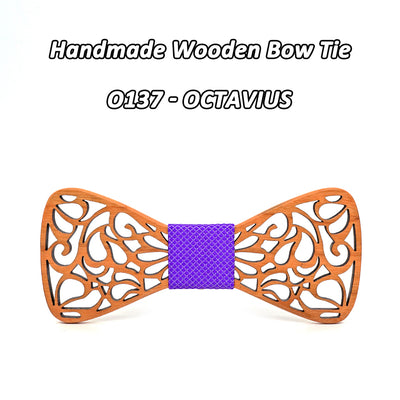 Wooden Bow Tie Set Cherry with Laser Out Out