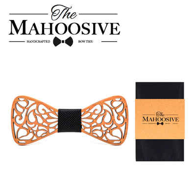 Wooden Bow Tie Set Cherry with Laser Out Out