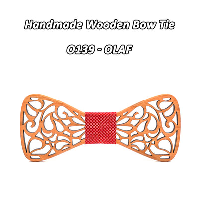 Wooden Bow Tie Set Cherry with Laser Out Out