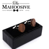 Wooden Cufflinks Black Walnut Wedding Groom with Gift box