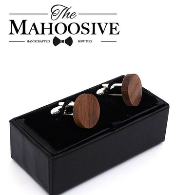 Wooden Cufflinks Black Walnut Wedding Groom with Gift box