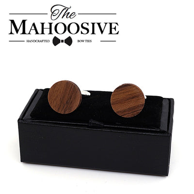 Wooden Cufflinks Black Walnut Wedding Groom with Gift box