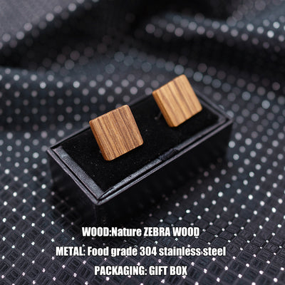 Zebra Wood Earring- square